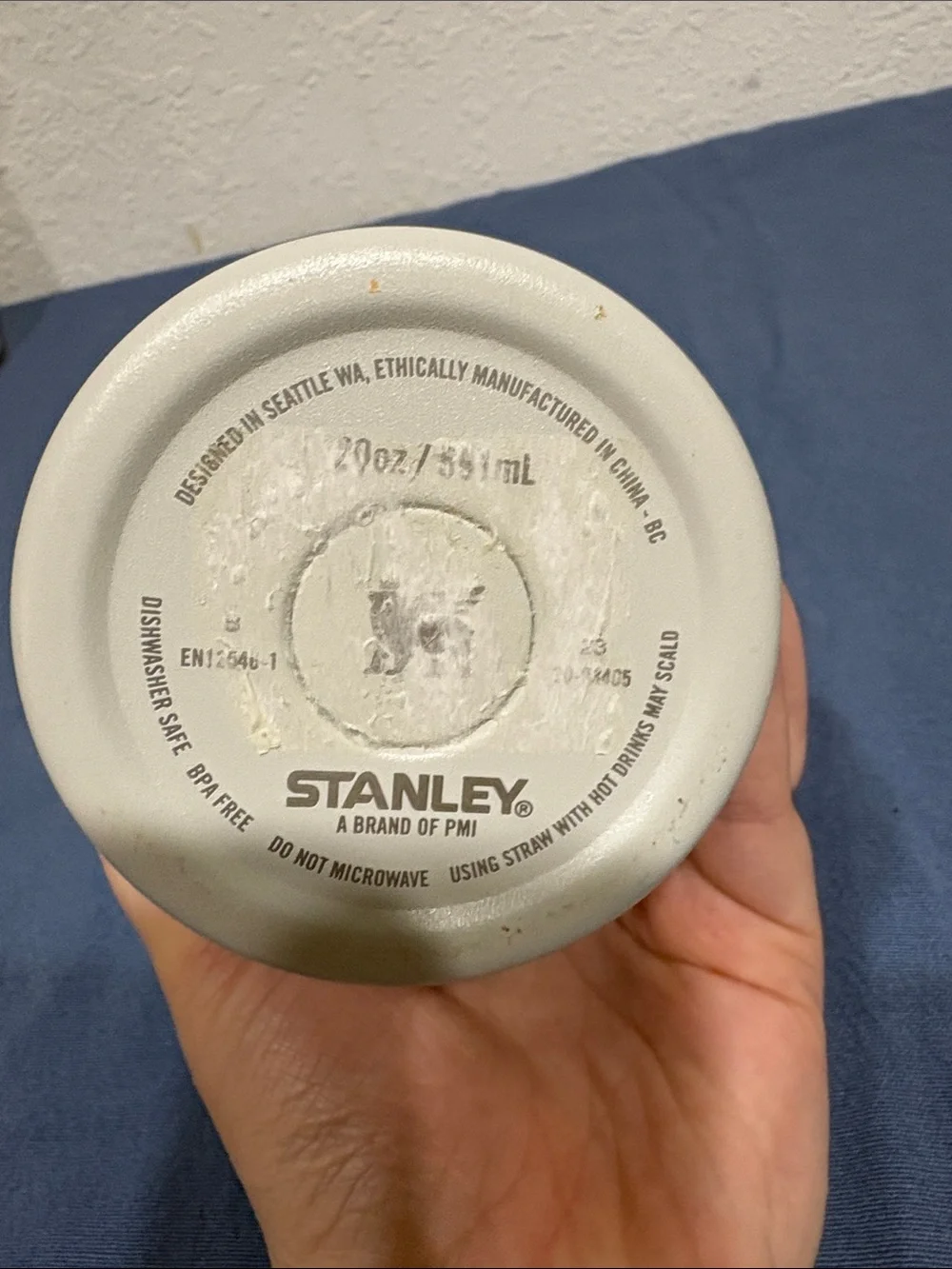 Stanley Light Blue Travel Tumbler with Blue Logo and Silver Trim - Picture 2 of 5